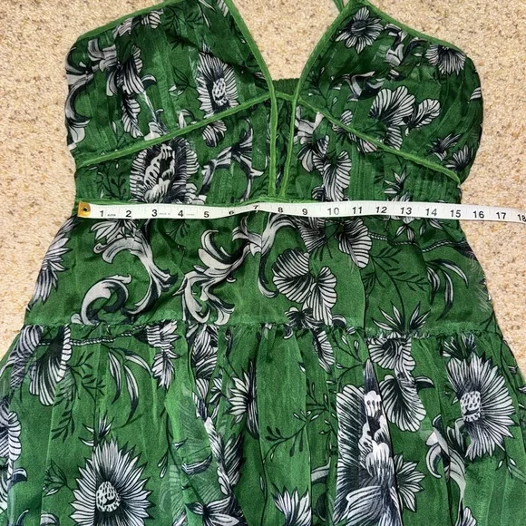 Large Anthropologie Penny Green Floral V-neck Midi Dress - Picture 10 of 10